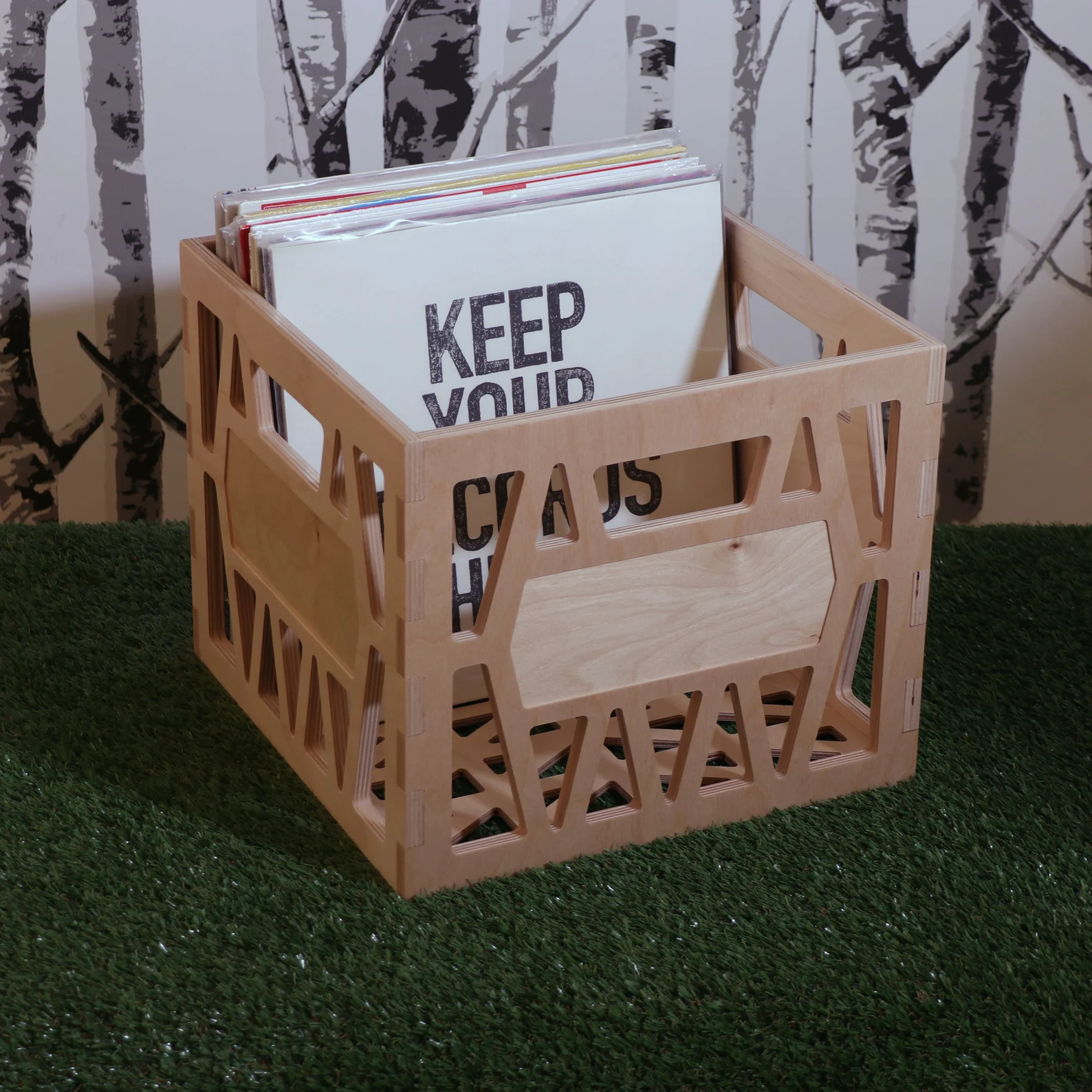 12 Inch LP Record Plywood Milk Crate Storage Box