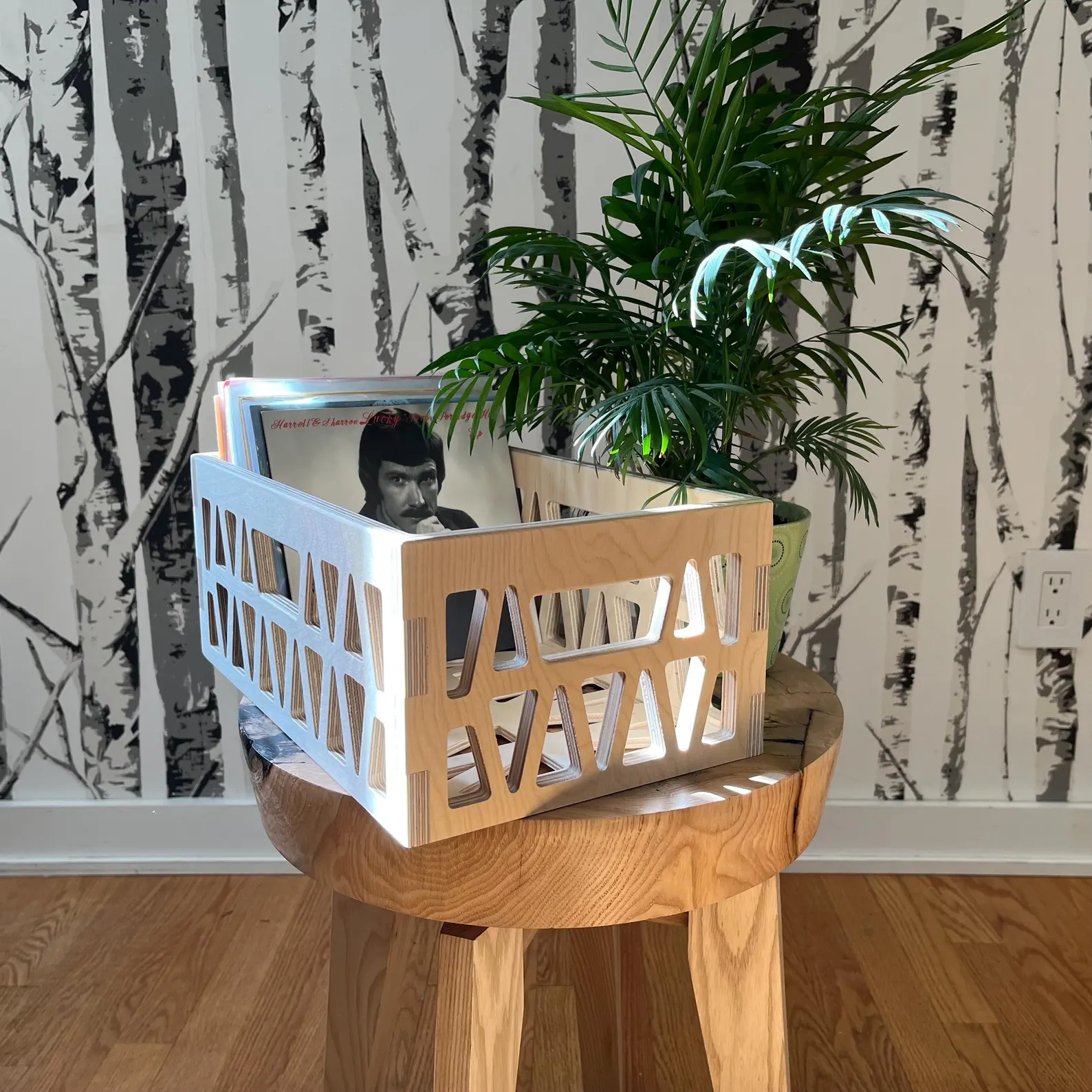 Image - 7 Inch 45RPM Record Plywood Mini Milk Crate Storage Box