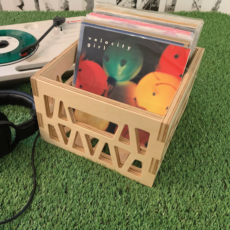 Image - 7 Inch 45RPM Record Plywood Mini Milk Crate Storage Box